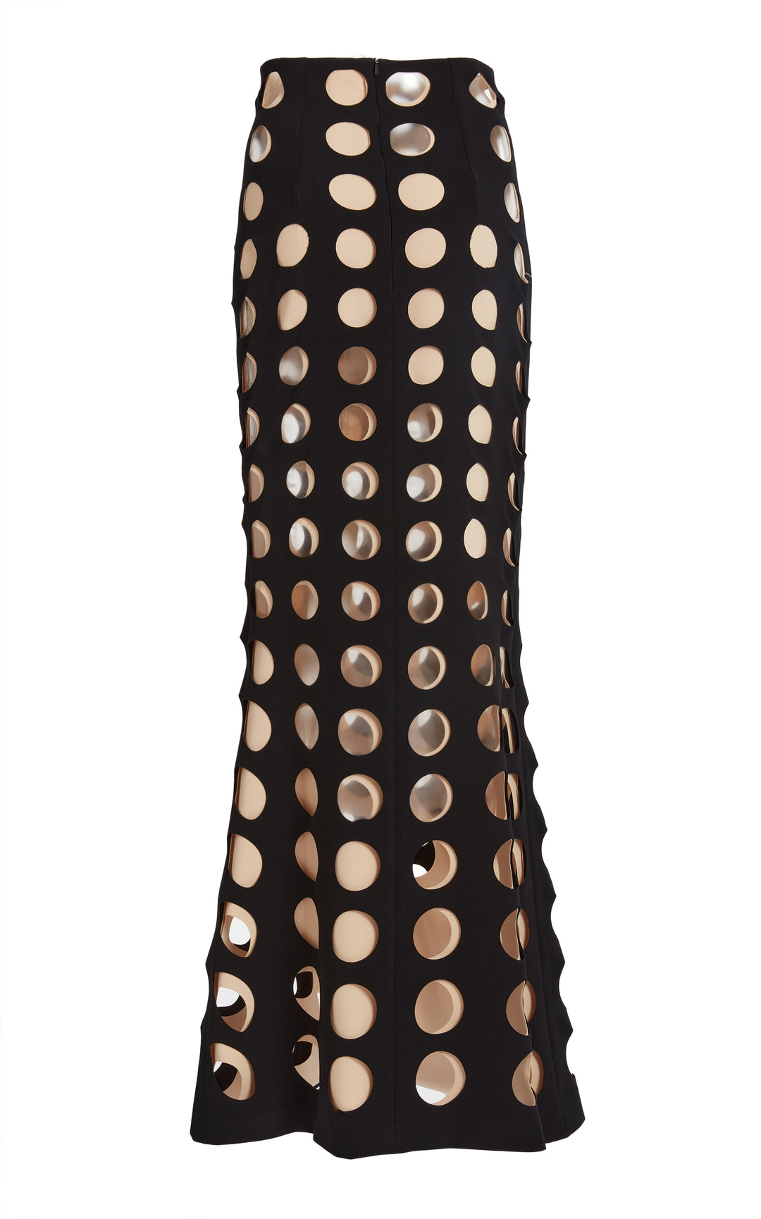 Layered Circular Cutouts Skirt Black Nude