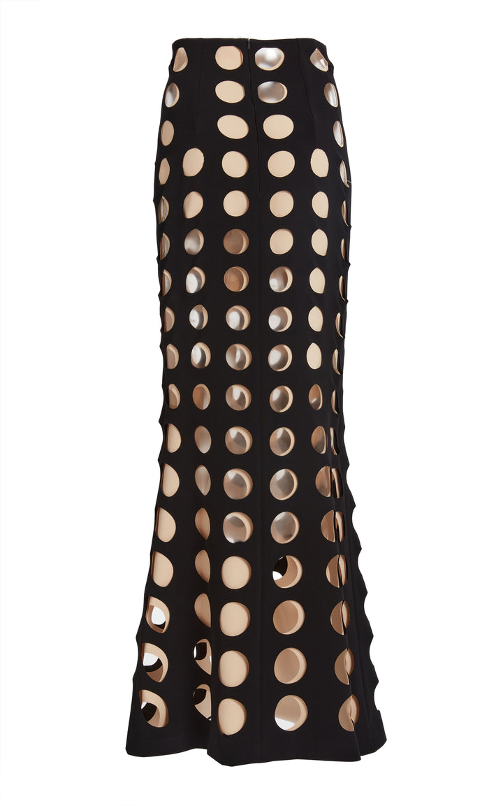 Layered Circular Cutouts Skirt Black Nude