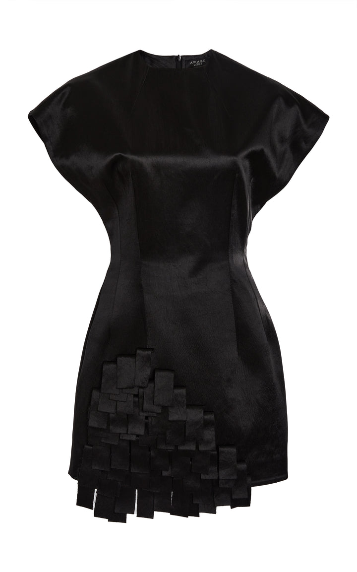 Satin Top With Rectangle Detail Black