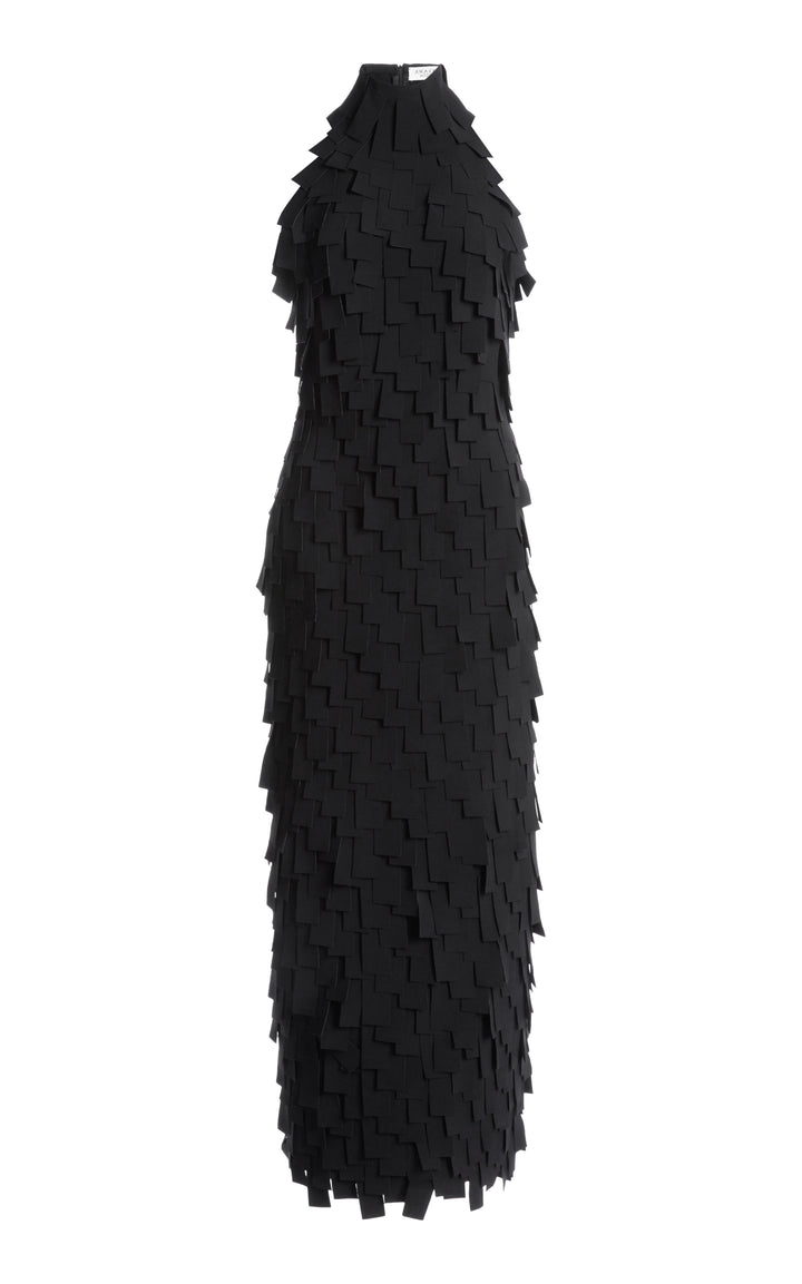 Multi Rectangle Halterneck Midi Dress Black