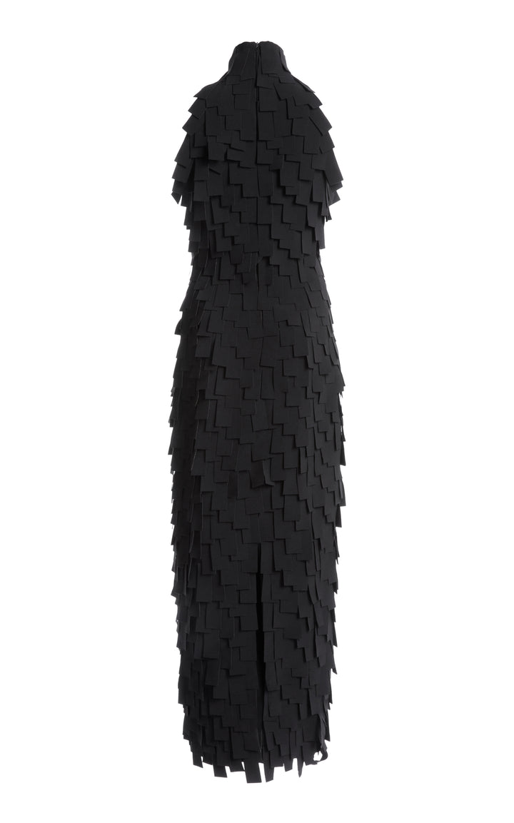 Multi Rectangle Halterneck Midi Dress Black