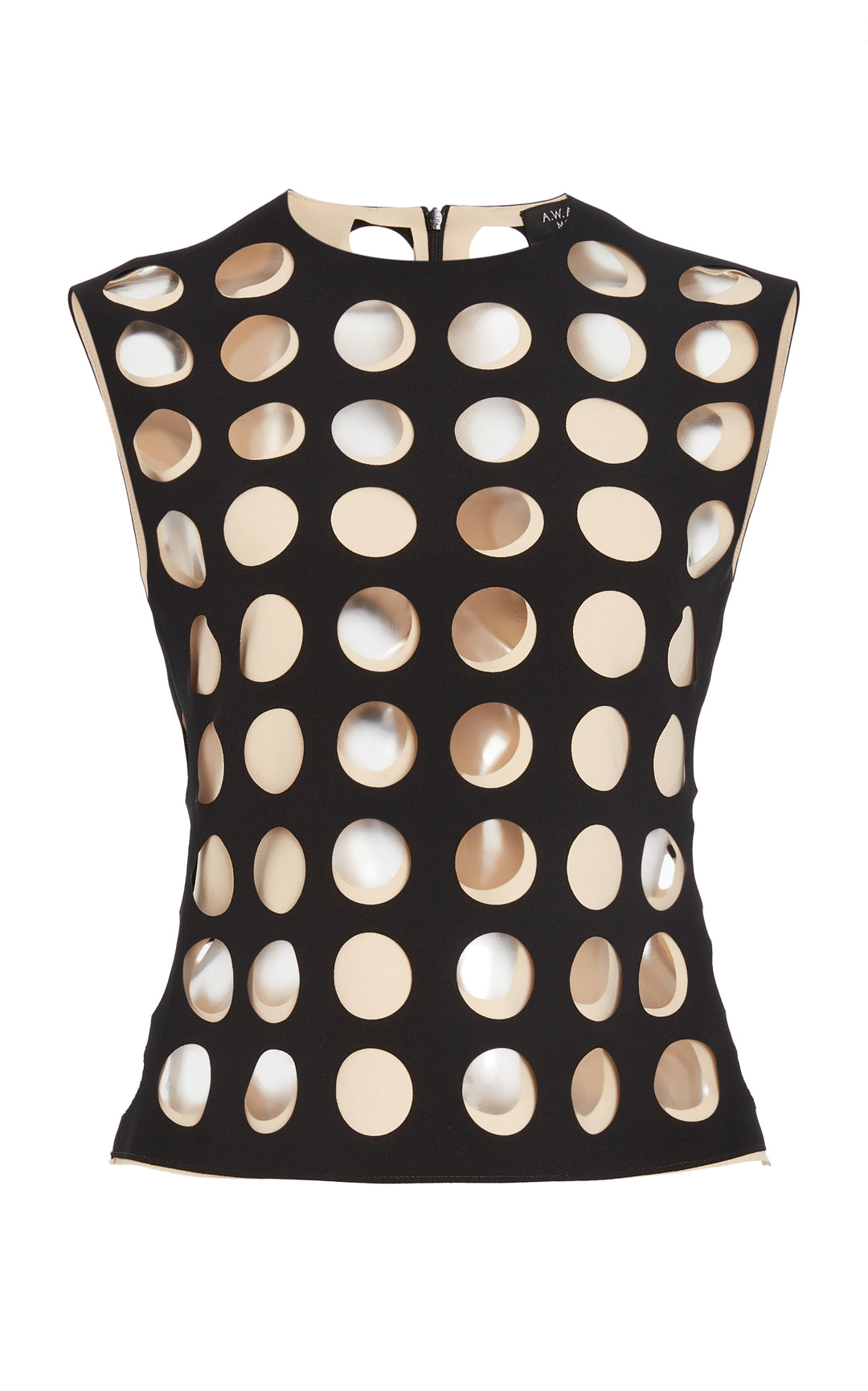 Top With Layered Circular Cutouts Black Nude