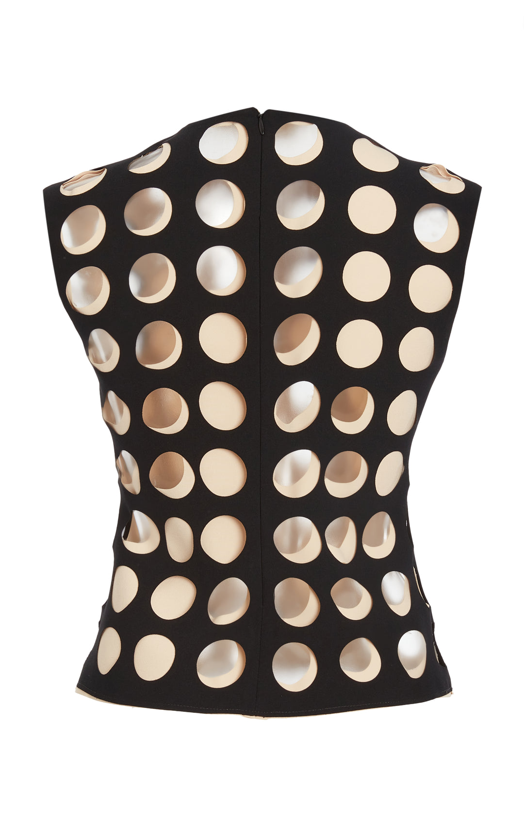 Top With Layered Circular Cutouts Black Nude
