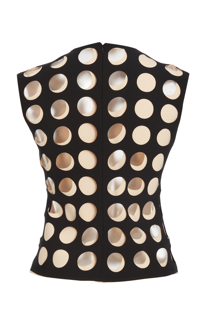 Top With Layered Circular Cutouts Black Nude