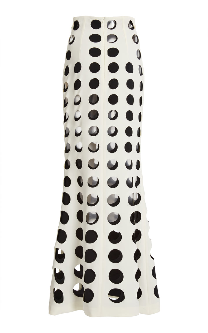 Layered Circular Cutouts Skirt White Black