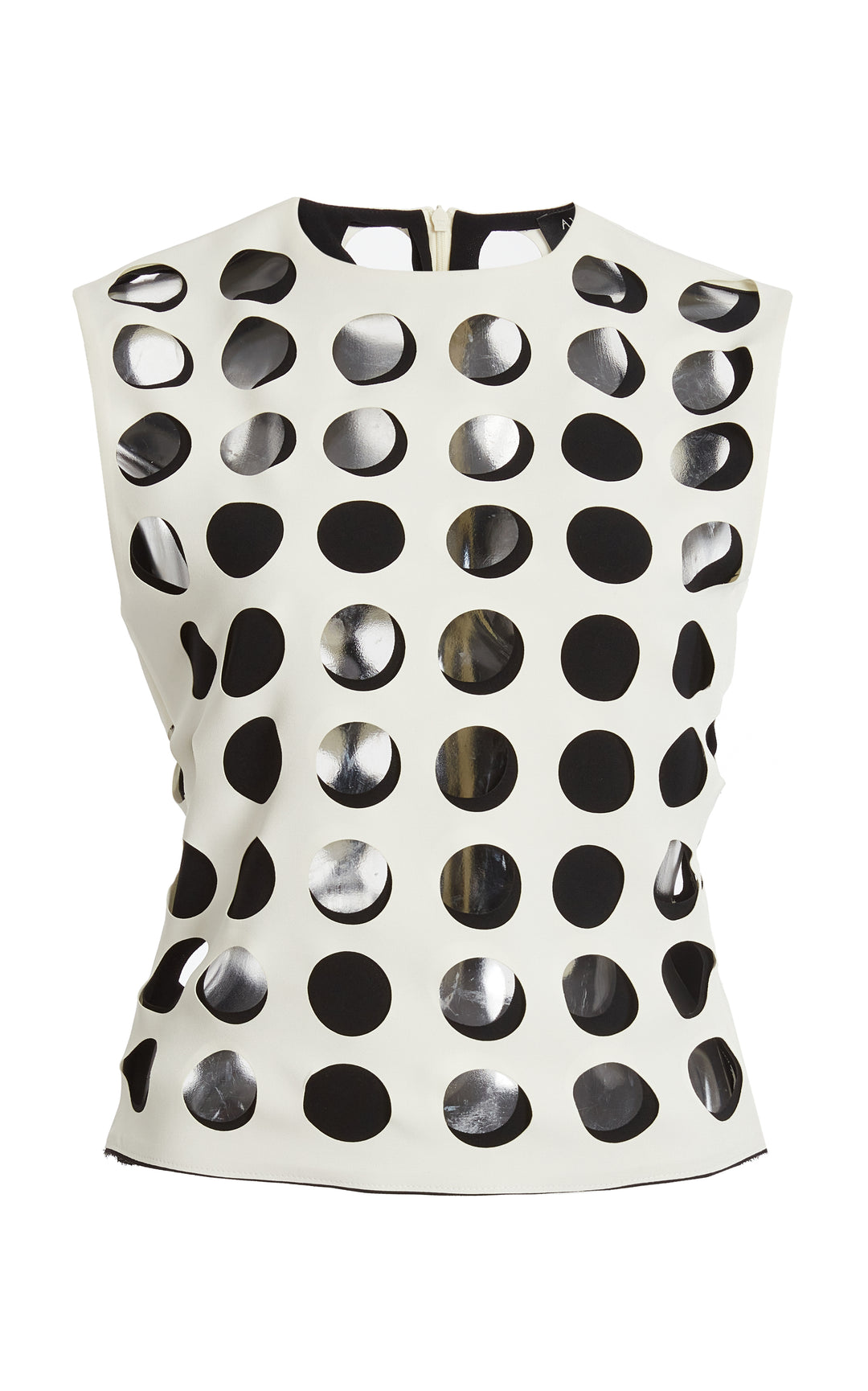 Top With Layered Circular Cutouts White Black