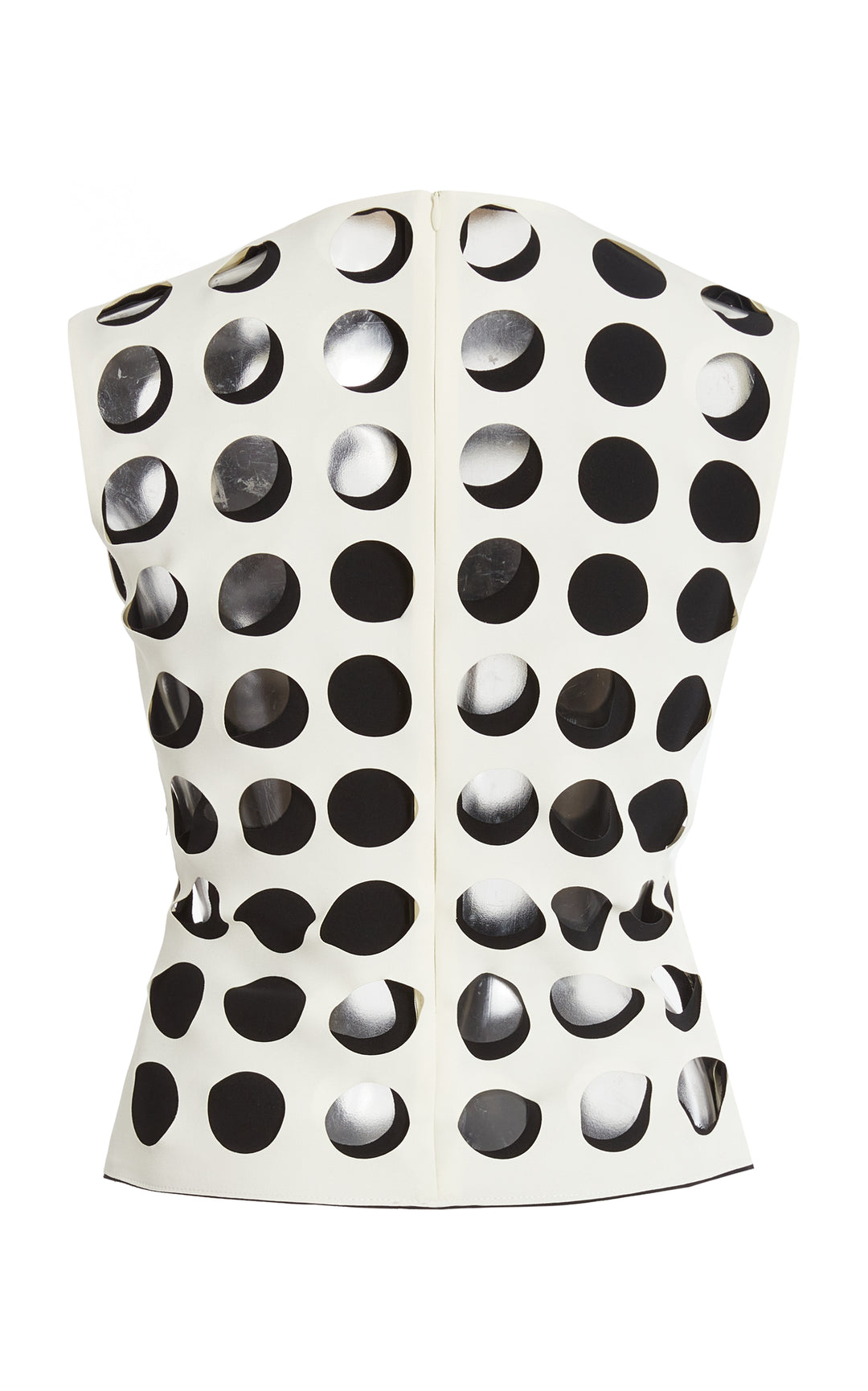 Top With Layered Circular Cutouts White Black