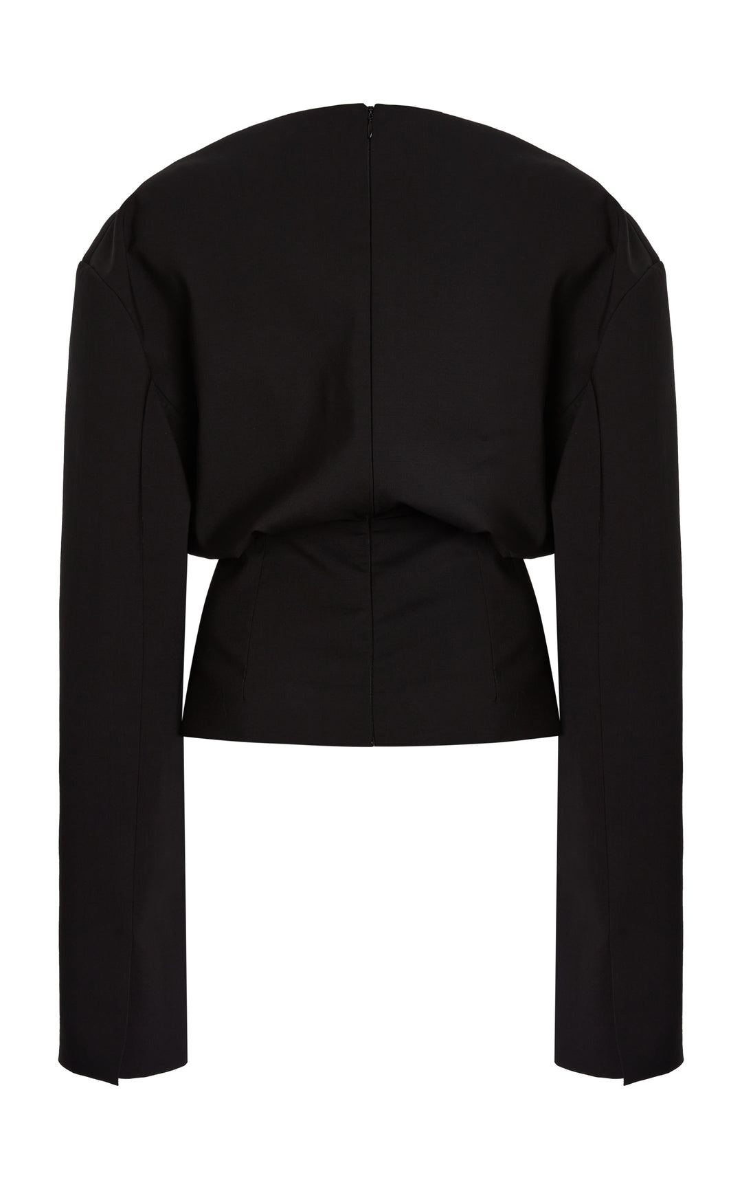 Round Neck Tailored Top Black