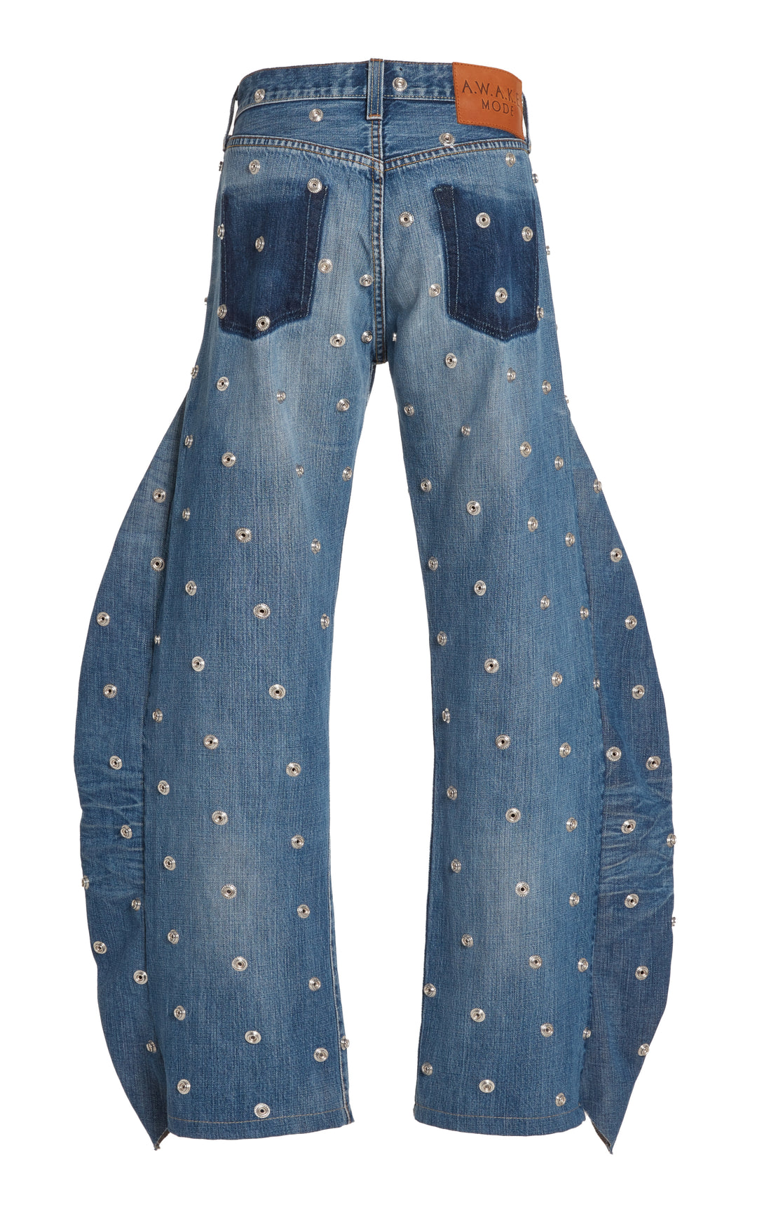 Studded Organic Jeans With Side Inserts Blue