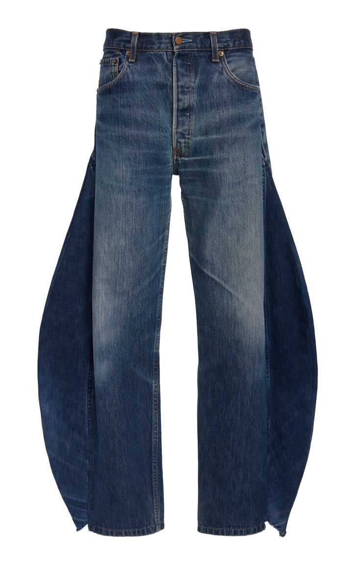 Upcycled Jeans With Curved Side Inserts Blue Denim