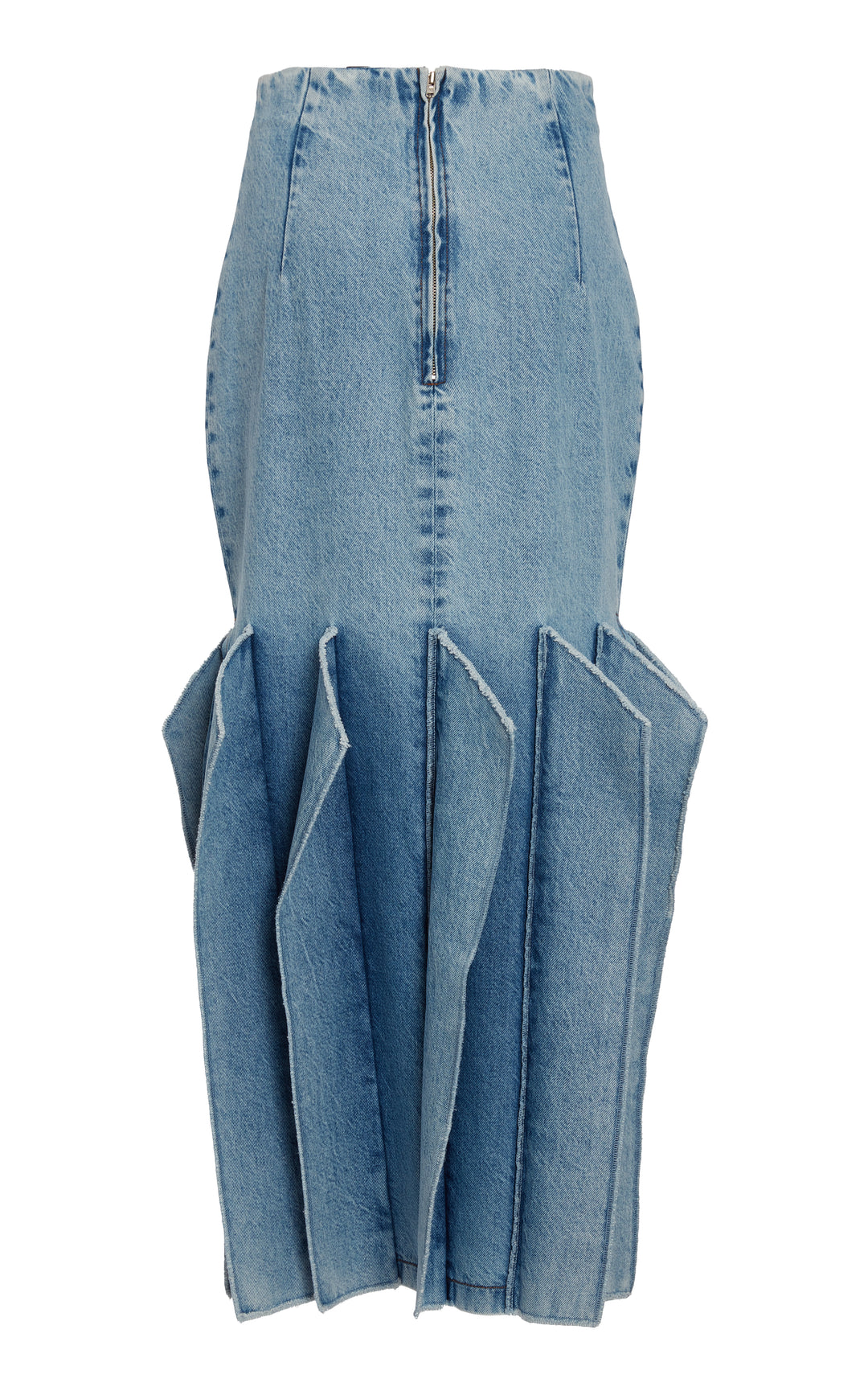 Denim Skirt With Panel Detail Mid Blue