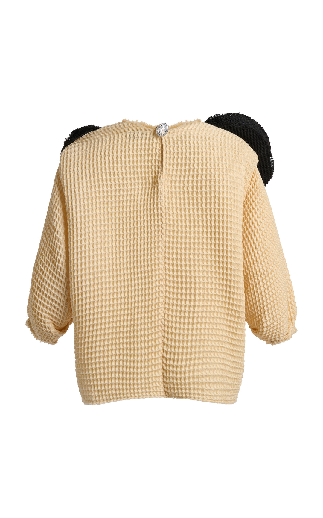 【新品】ISOOK Layered design waffle top Waffle Texture Top With 3D Flowers Ivory | Luxury Womenswear