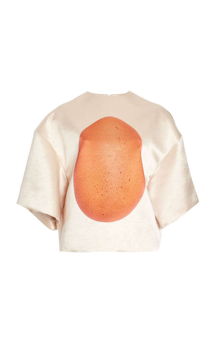 Boiled Egg Satin Top Peach