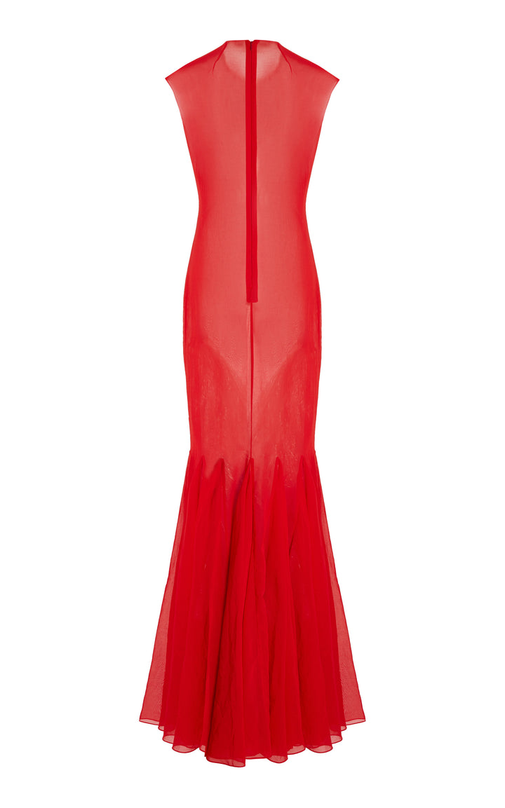 Organza Godet Dress Red