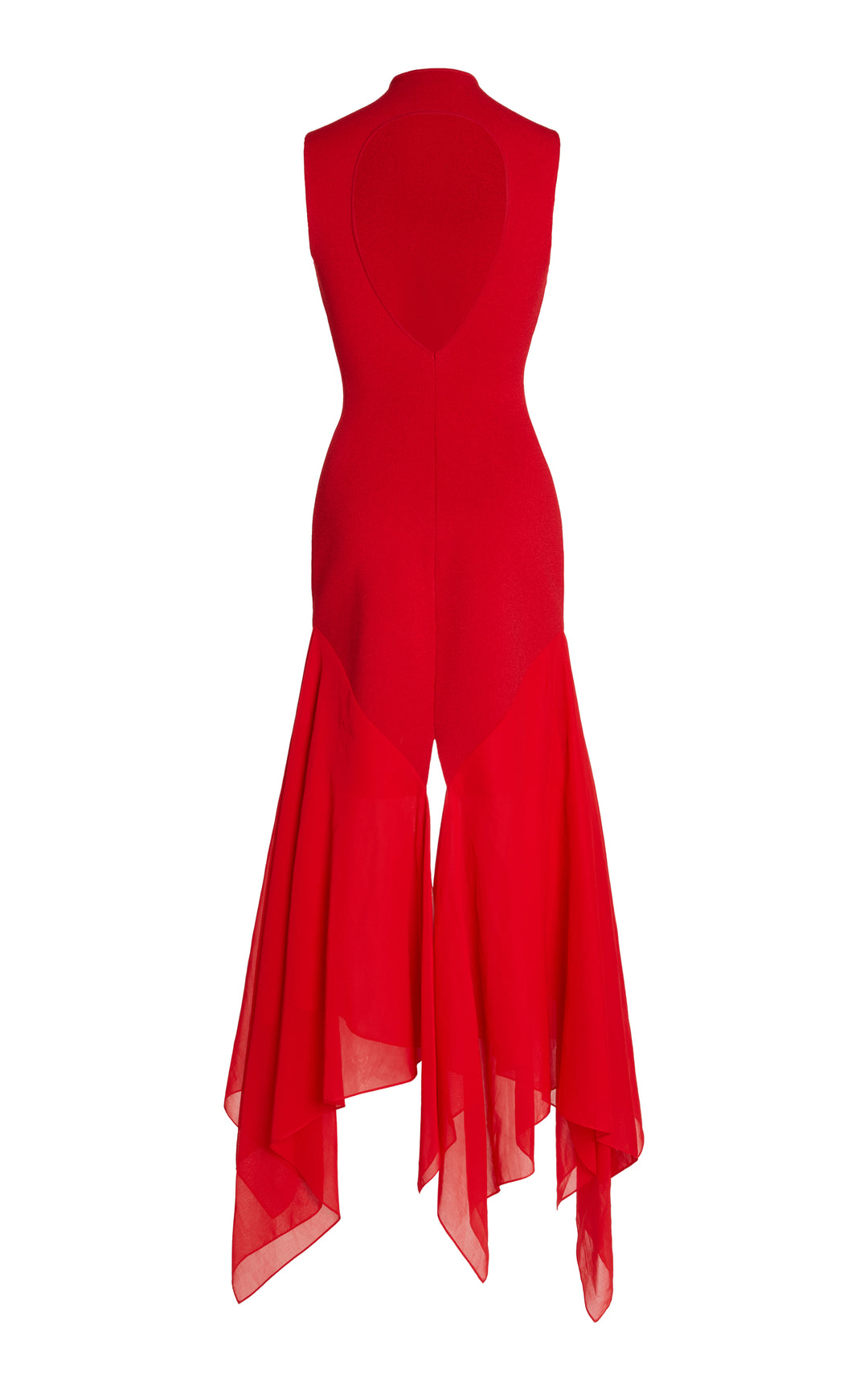 Knit Dress With Organza Inserts Red