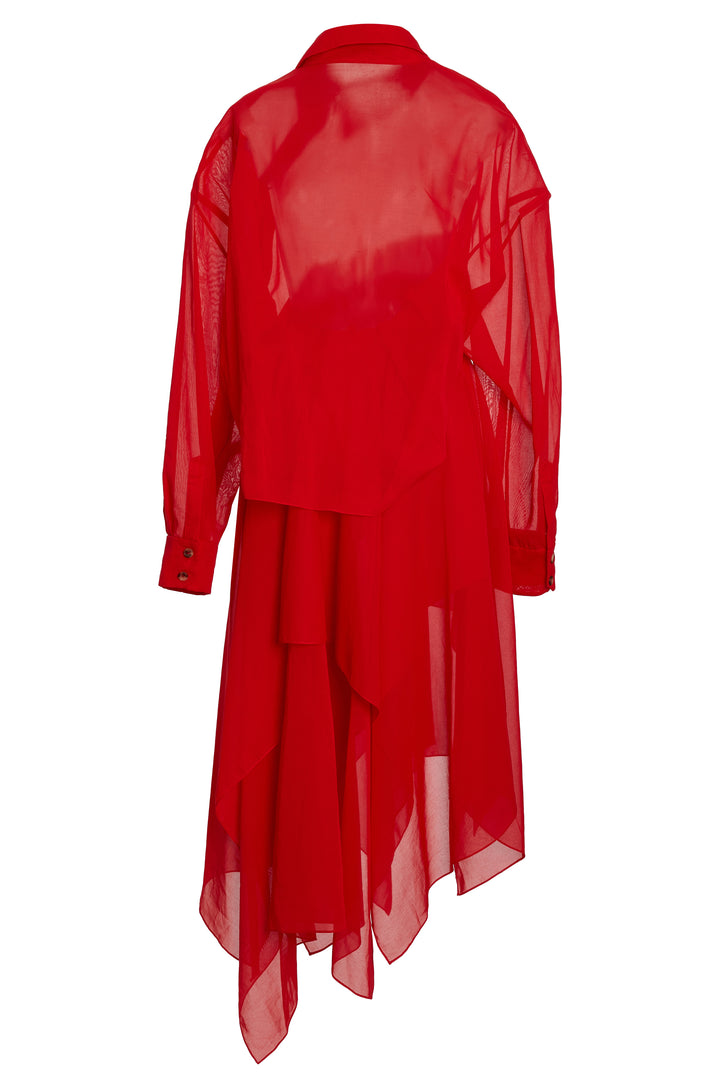 Organza Shirt Dress Red