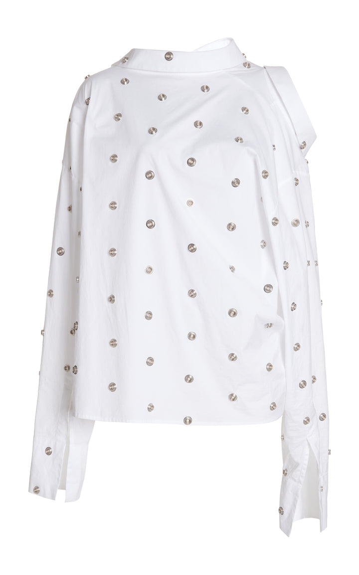 Studded Double Collar Shirt White
