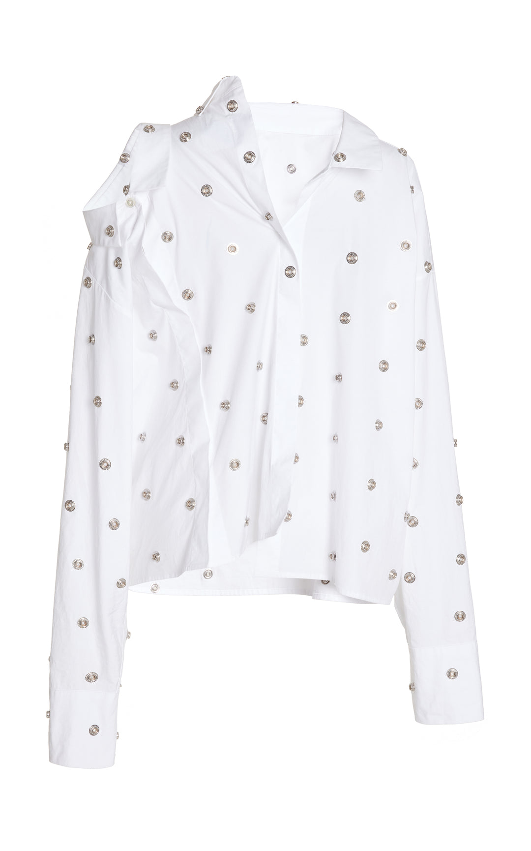 Studded Double Collar Shirt White