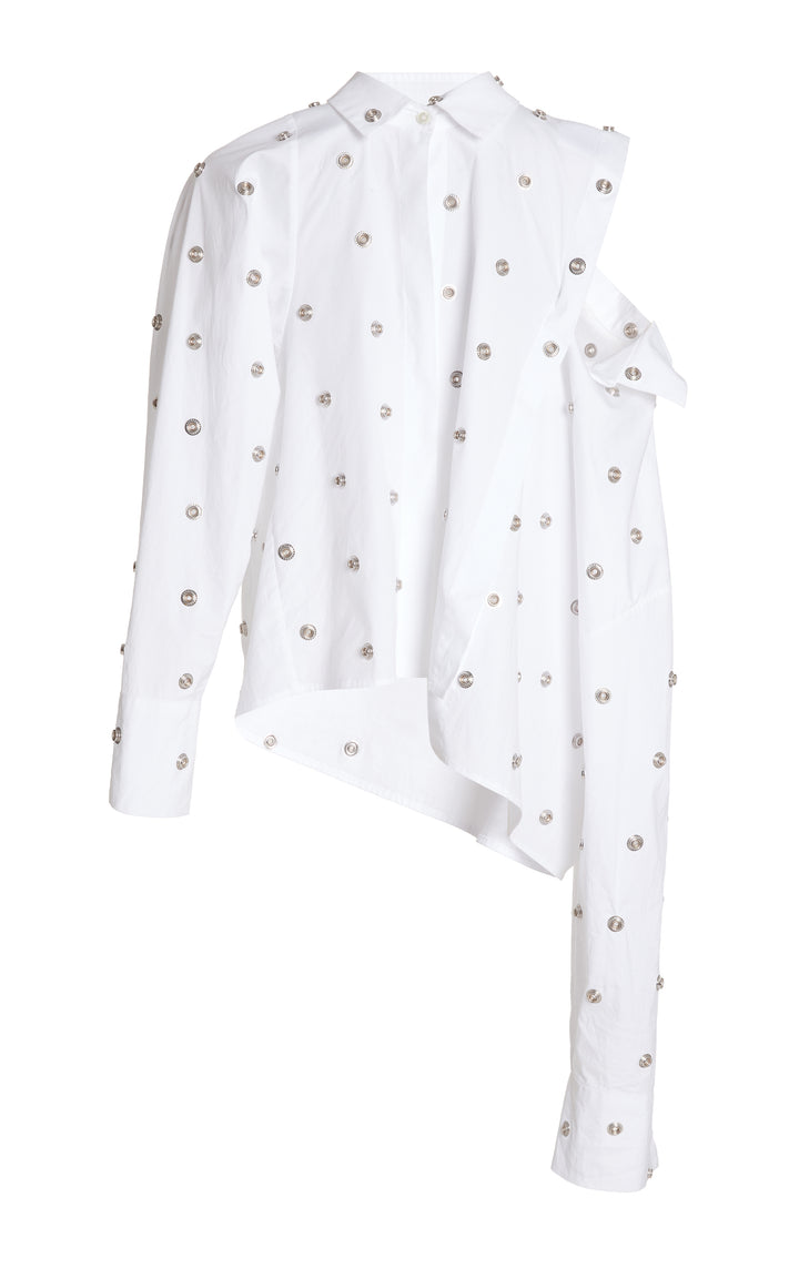Studded Double Collar Shirt White