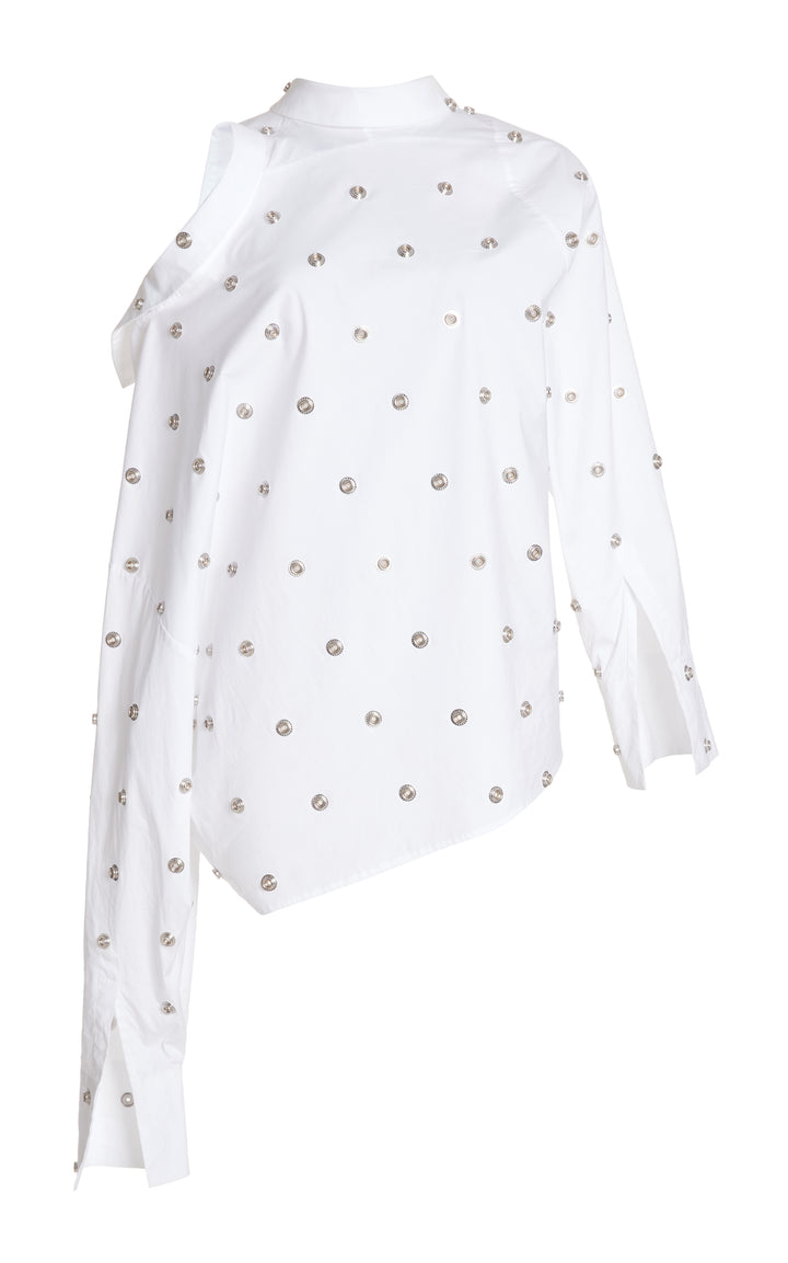 Studded Double Collar Shirt White