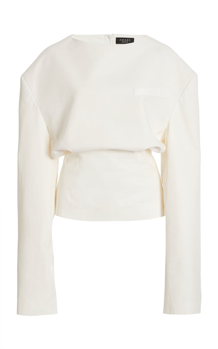 Round Neck Tailored Top White