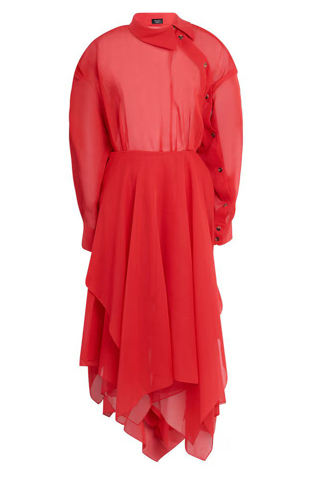 Organza Shirt Dress Red