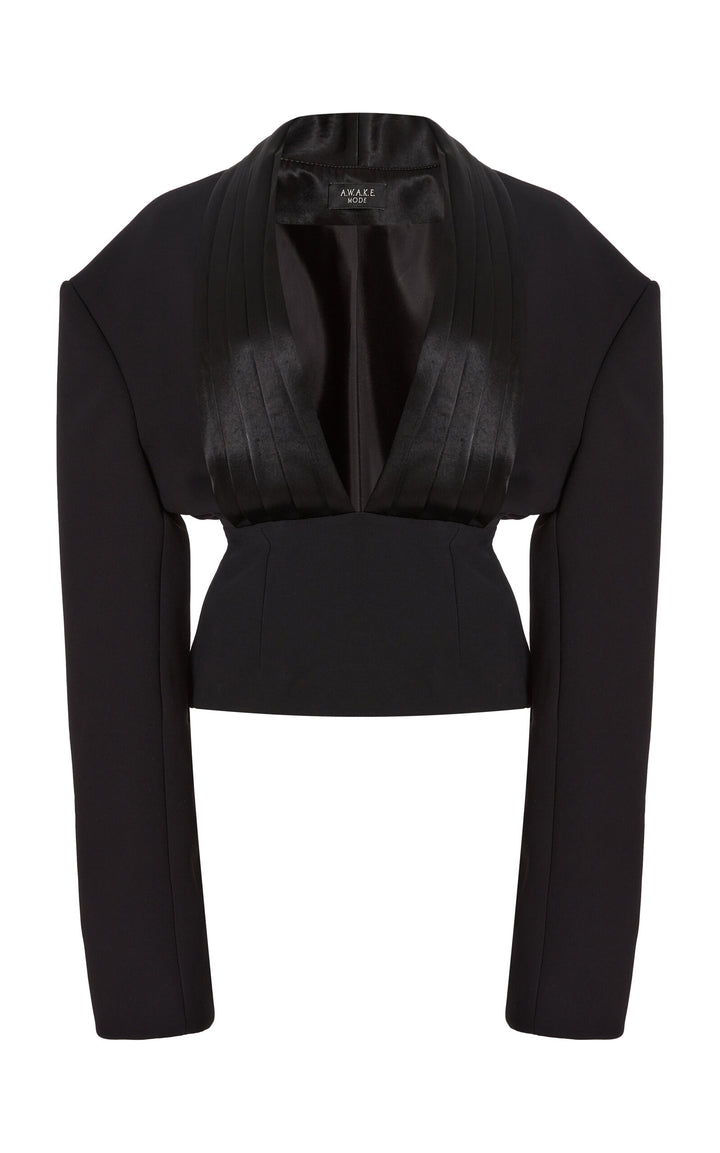 Cummerbund Collar Tuxedo Top Black