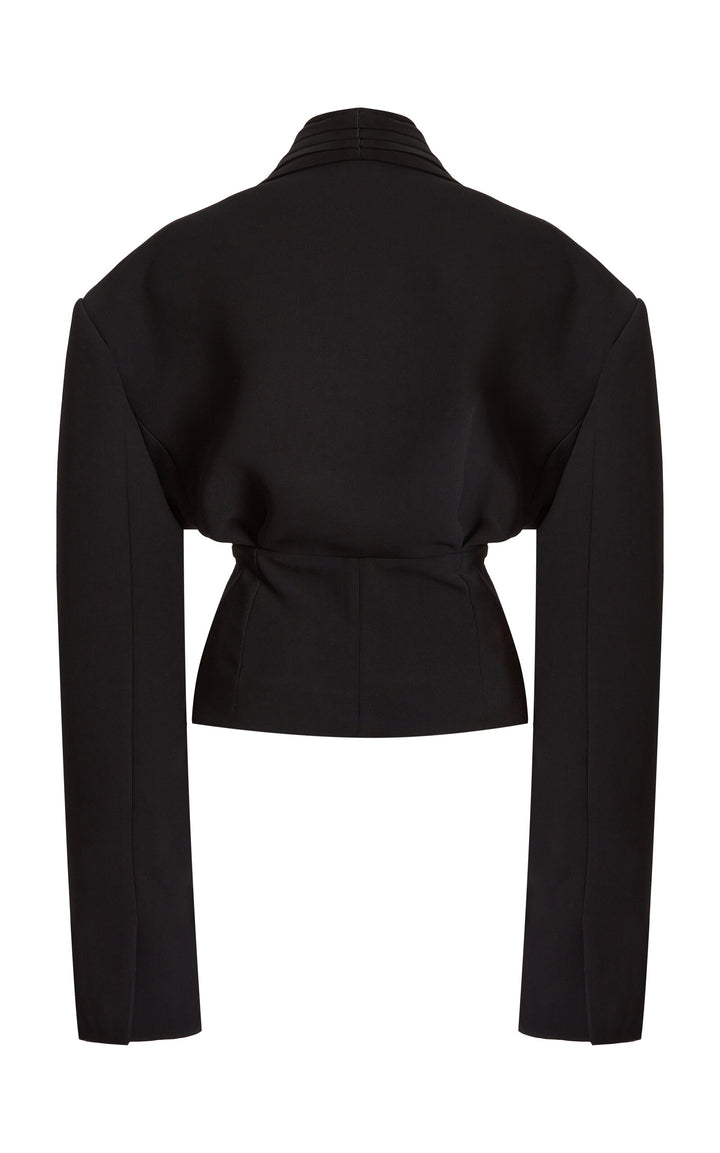 Cummerbund Collar Tuxedo Top Black