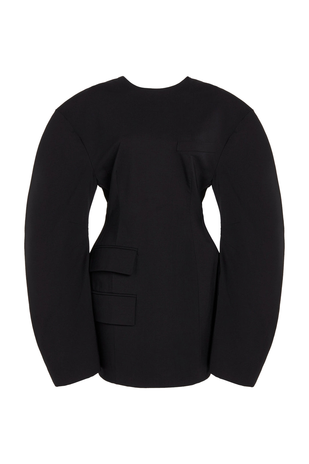 Rounded Sleeve Tailored Mini Dress Black