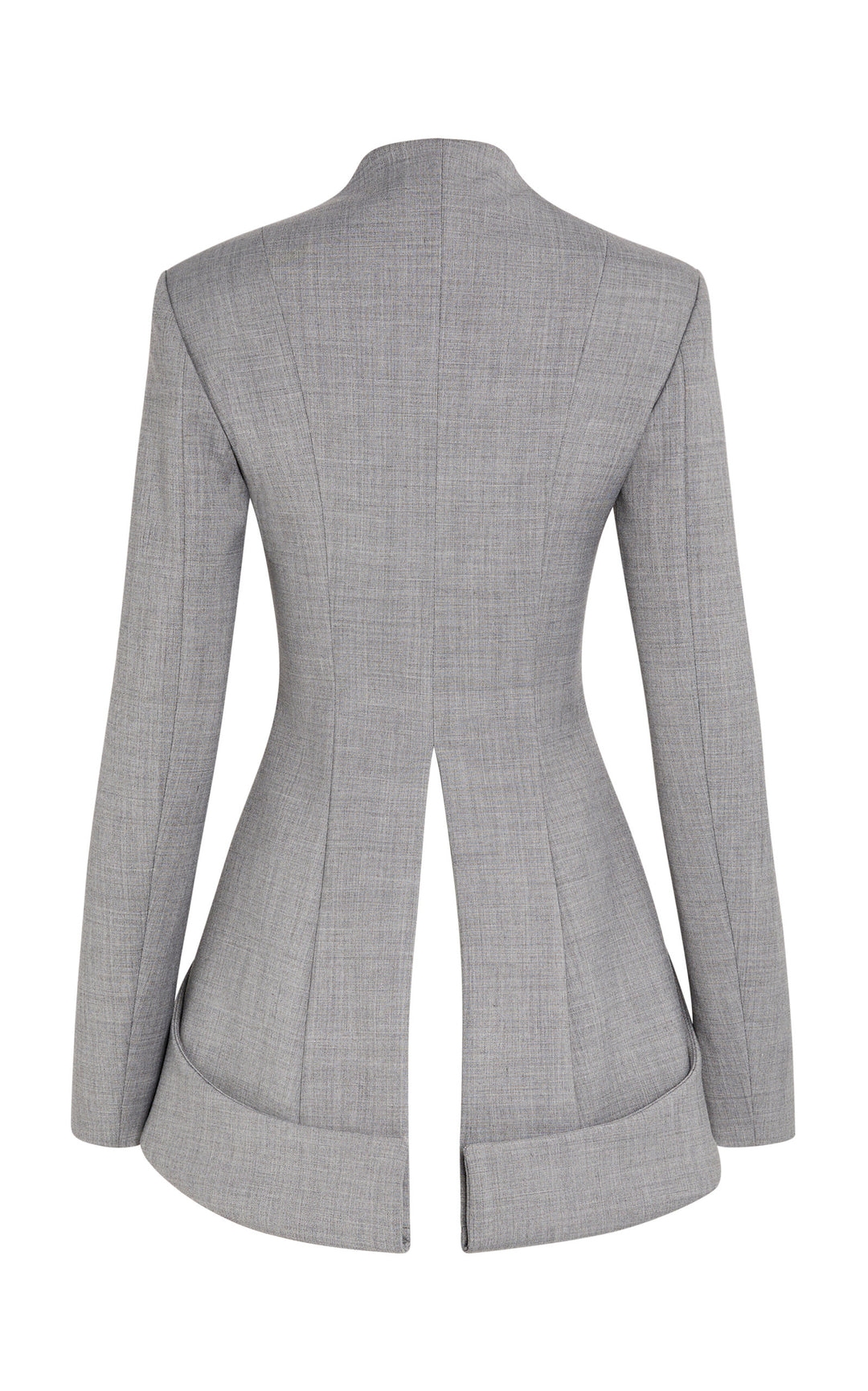 Round Neck Jacket With Collar At Hem Mid Grey
