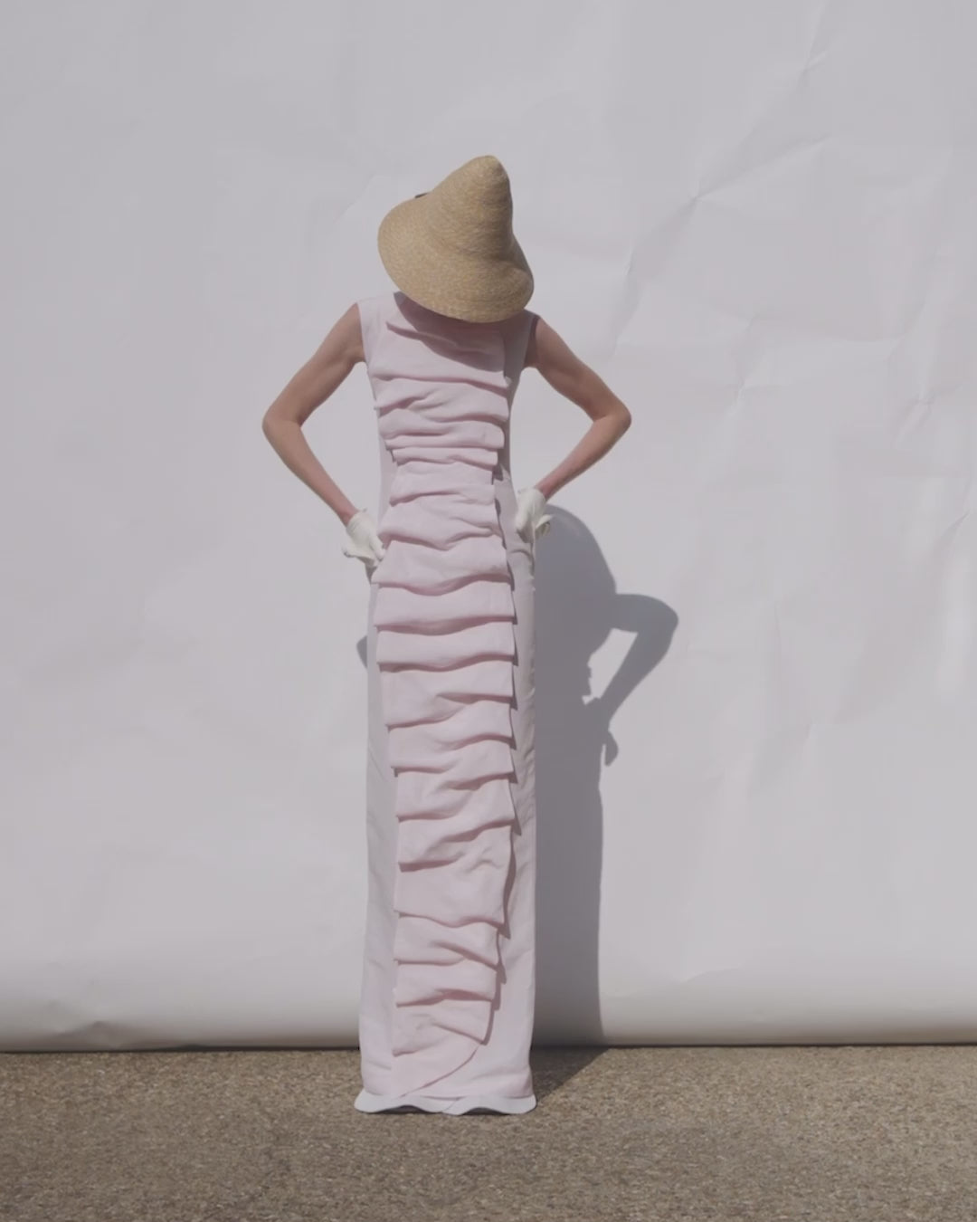 Bib-Front Maxi Dress Pale Pink