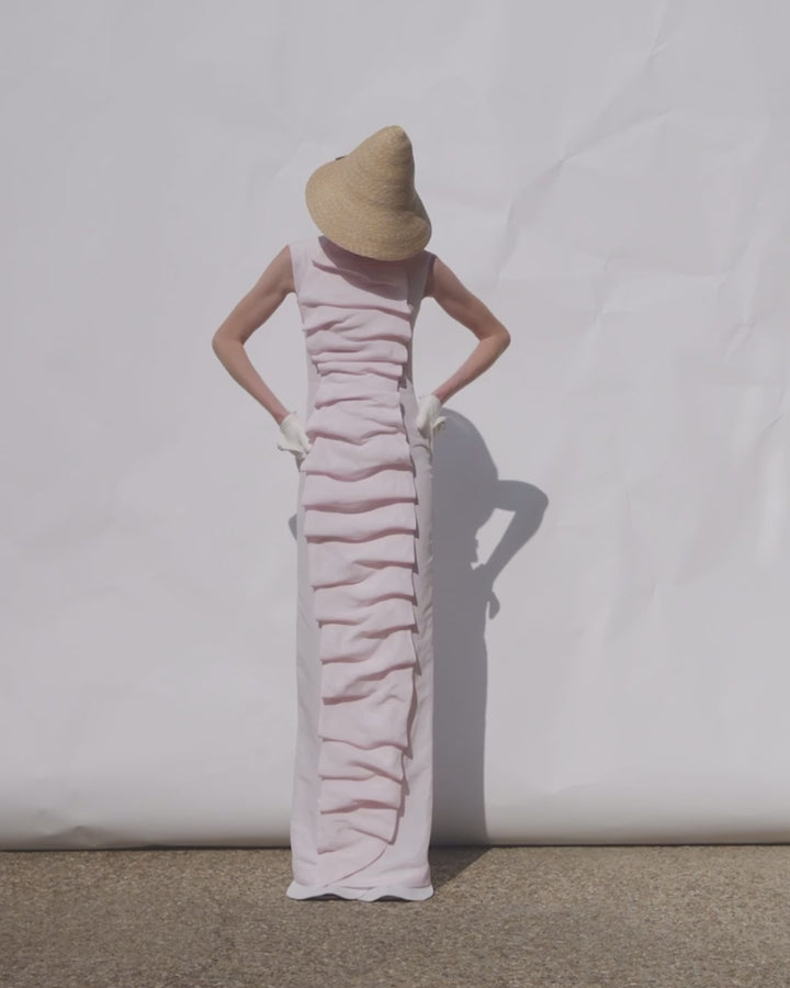 Bib-Front Maxi Dress Pale Pink