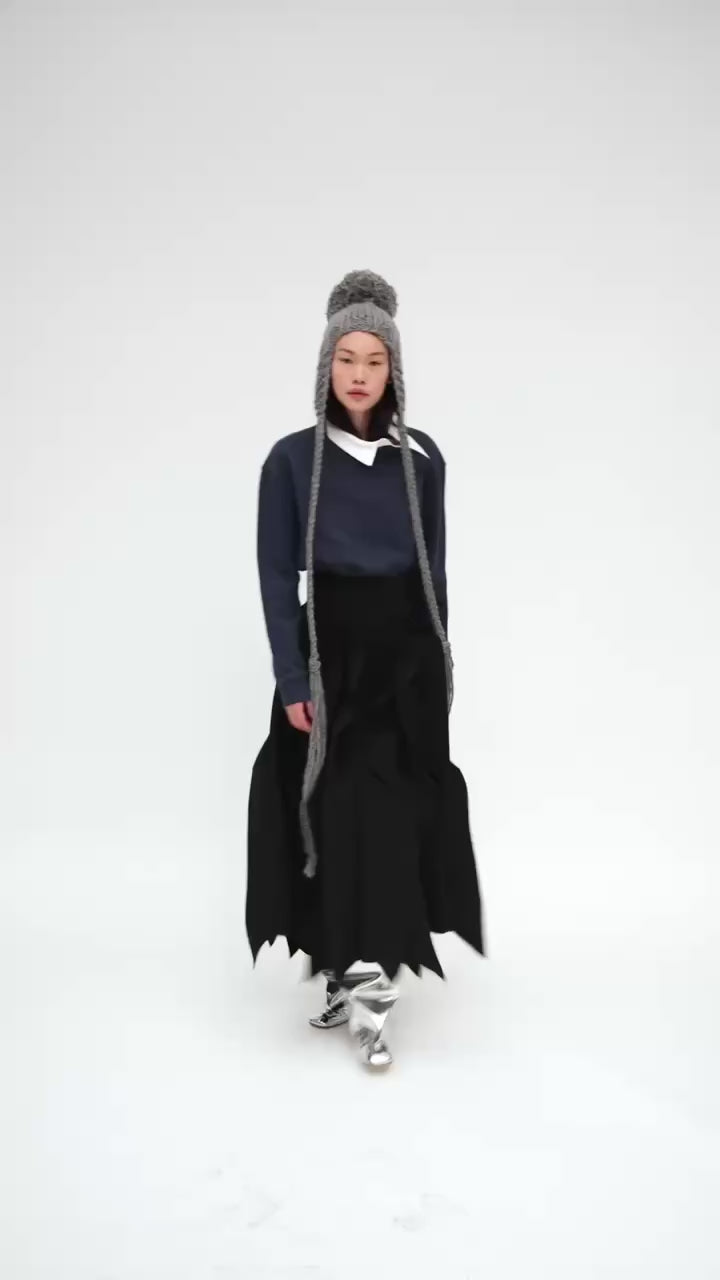 Skirt With Panel Applique Black