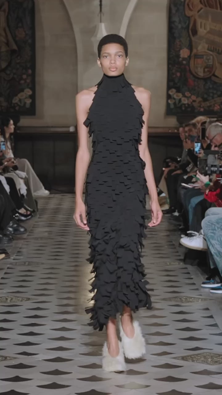 Multi Rectangle Halterneck Midi Dress Black