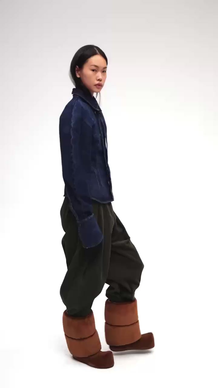 Puff Sleeve Shirt Mid Blue Wash