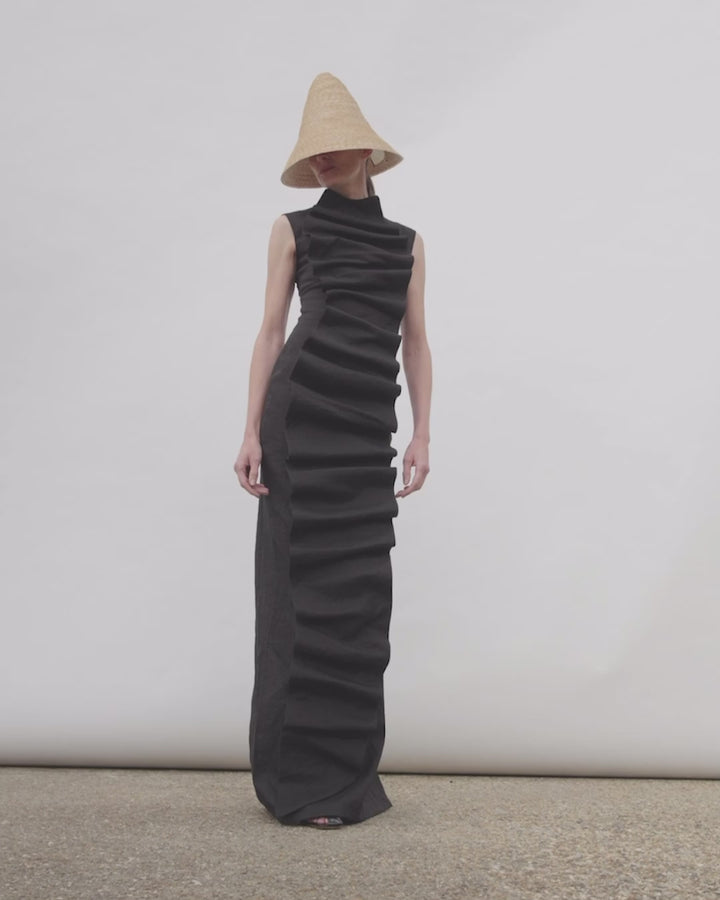 Bib-Front Maxi Dress Black