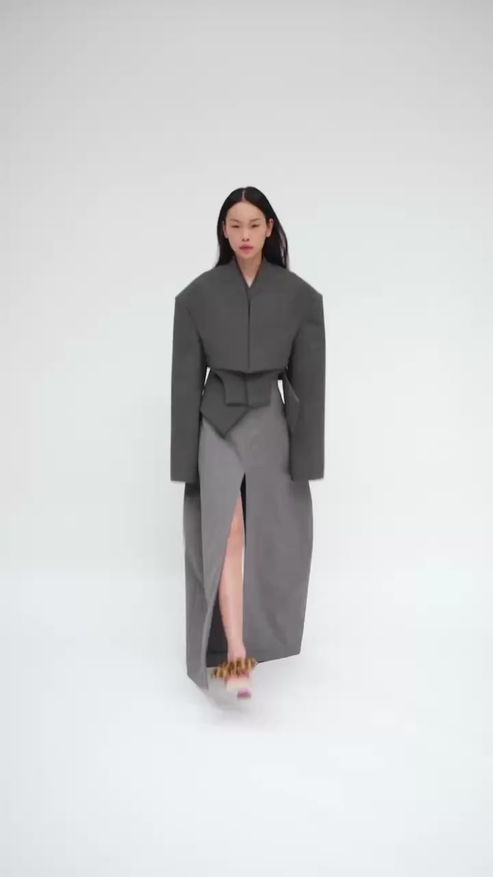 Cropped Jacket With Insert Grey