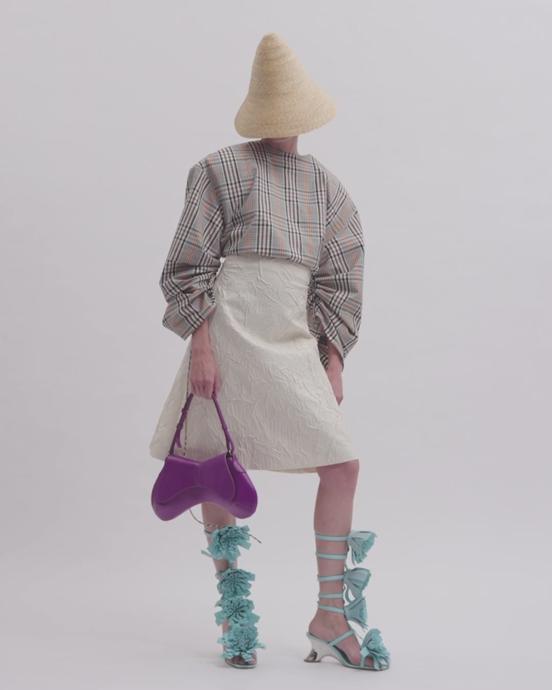 Knee-Length A-Line Skirt Ecru