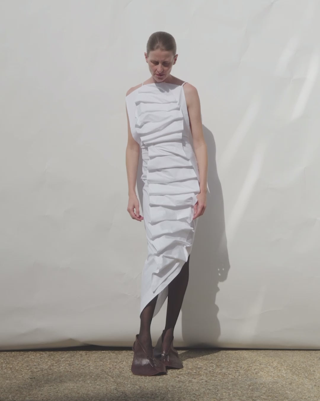 Bib-Front Structured Dress With Open Back White