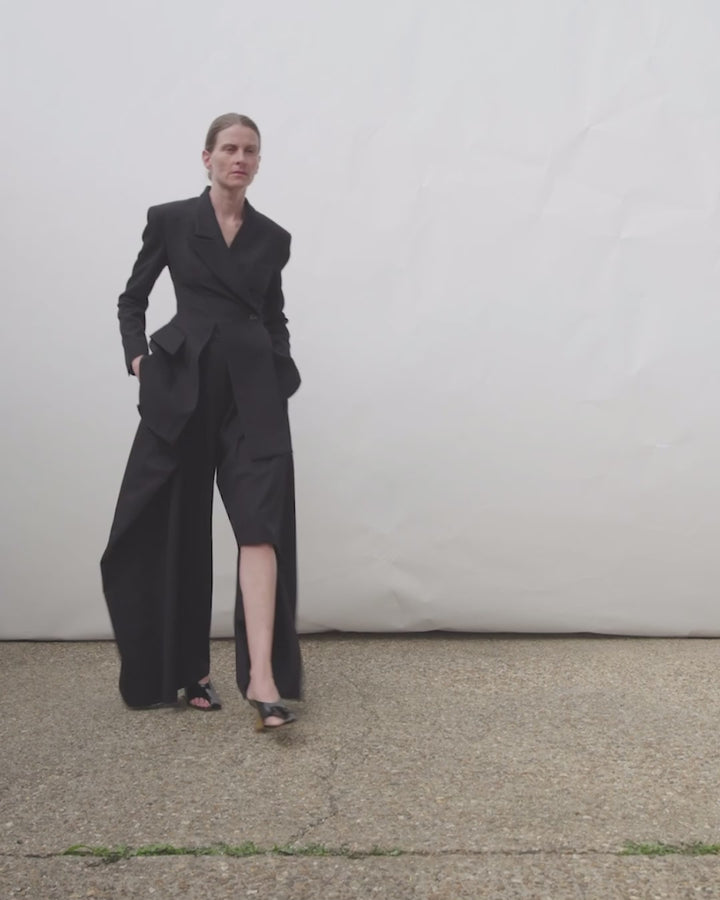 Slit Knee Trousers Black