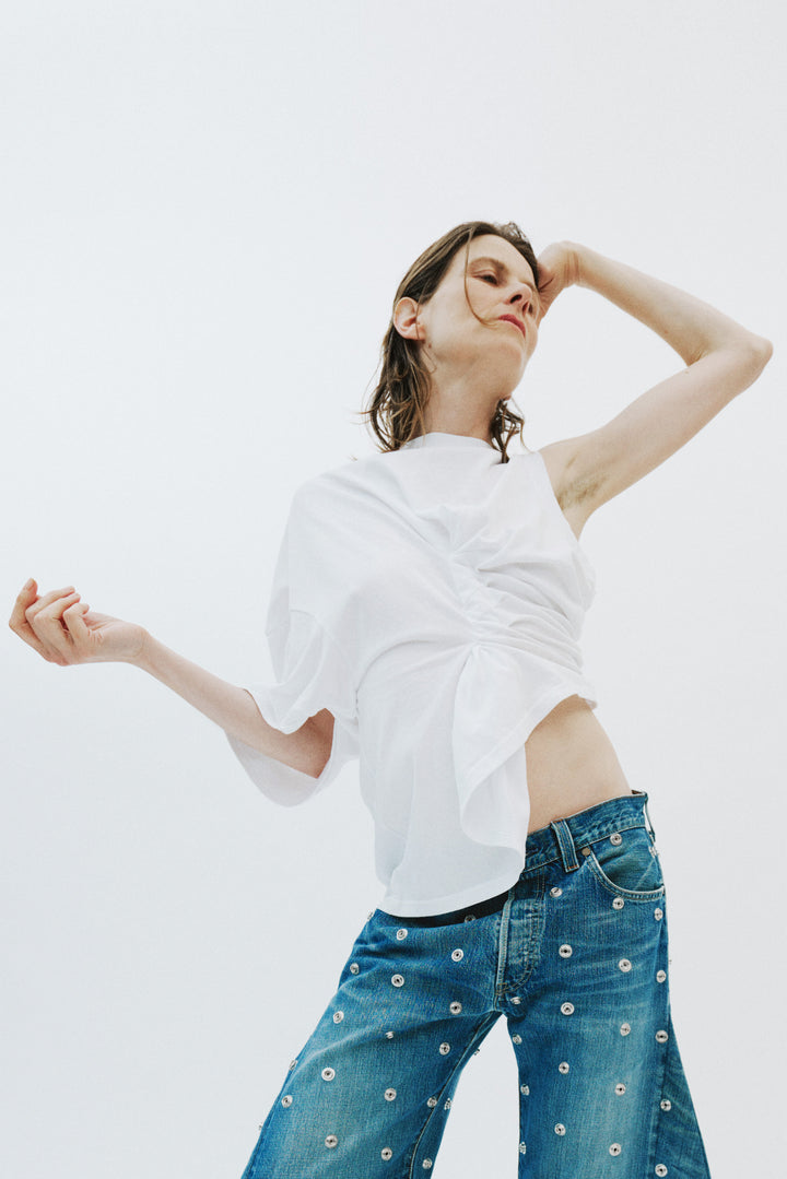 Knotted Jersey Top White