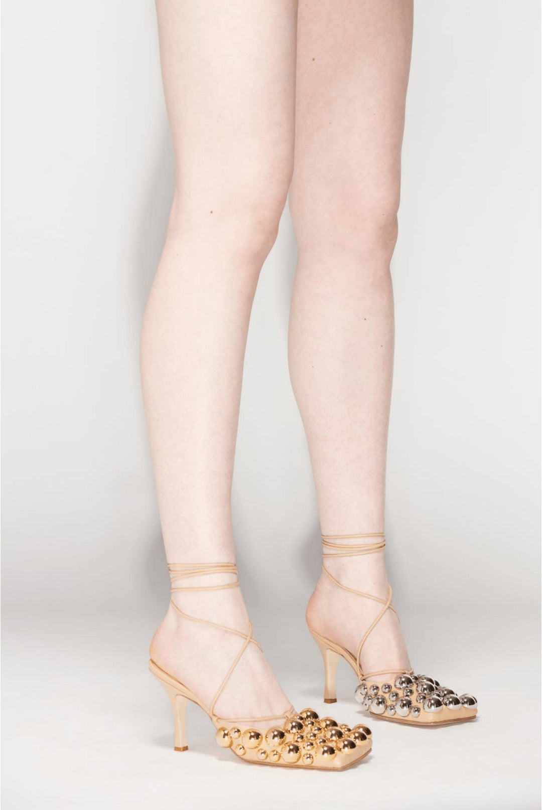 Ursula Evening Embellished Shoes Beige Silver Gold