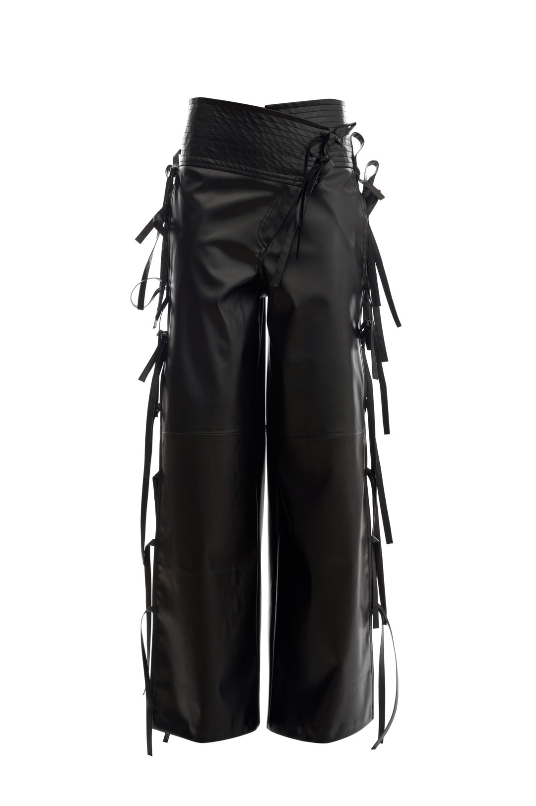 Wide Leg Pants With Side Ties Black | Luxury Womenswear