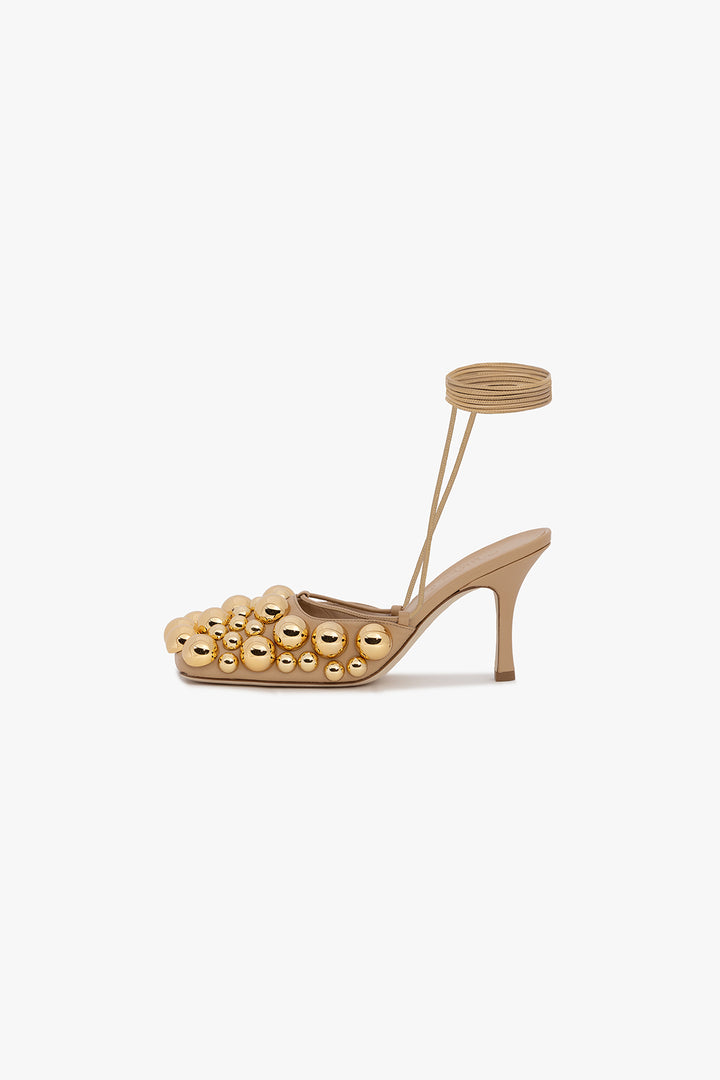 Ursula Evening Embellished Shoes Beige Silver Gold