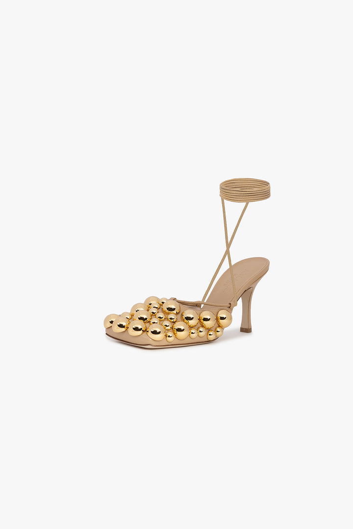 Ursula Evening Embellished Shoes Beige Silver Gold